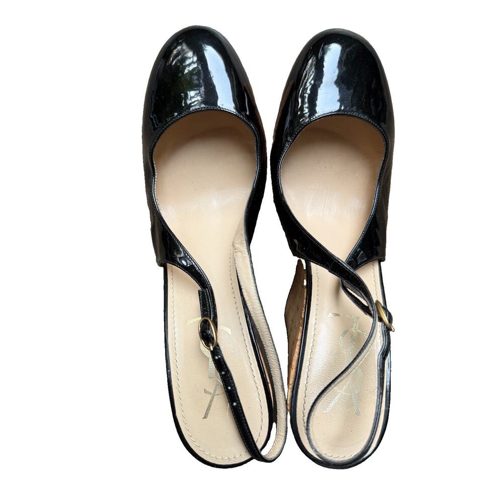 Yves Saint Laurent YSL Rive Gauche Cork Wedge Sandals Black Patent EU 39 US 8.5 - Picture 4 of 10
